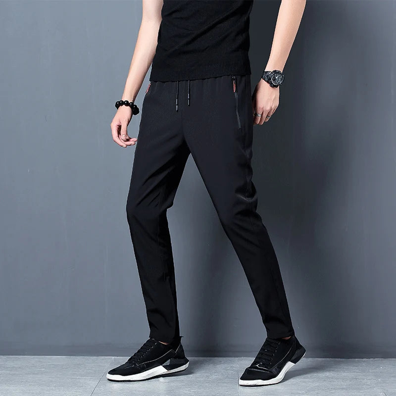 Summer men's ice silk quick drying casual pants slim fit Korean version ice silk pants sports pants straight tube quick drying p